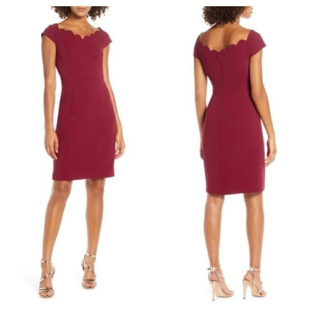 Herlyn Scallop Neck Sheath Dress Size Medium